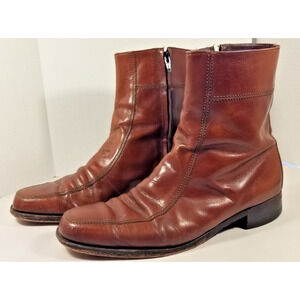 Vtg Florsheim Boots Mens 10D Duke Side Zip Elvis Beatle Retro Red brown 9856